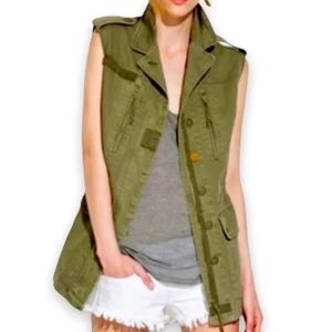 Zara Trafaluc Green Military Style Utility Vest Sz S